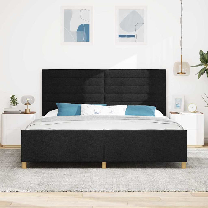 Cadru de pat cu headboard Negru 200 x 200 cm țesătură - WALTI WALTI