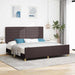 Cadru de pat cu headboard Maro închis 200 x 200 cm țesătură - WALTI WALTI