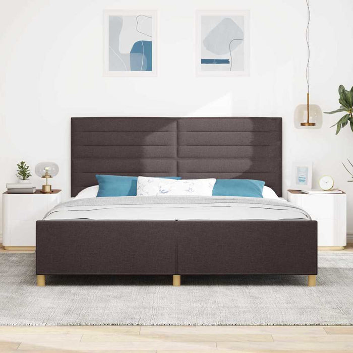 Cadru de pat cu headboard Maro închis 200 x 200 cm țesătură - WALTI WALTI