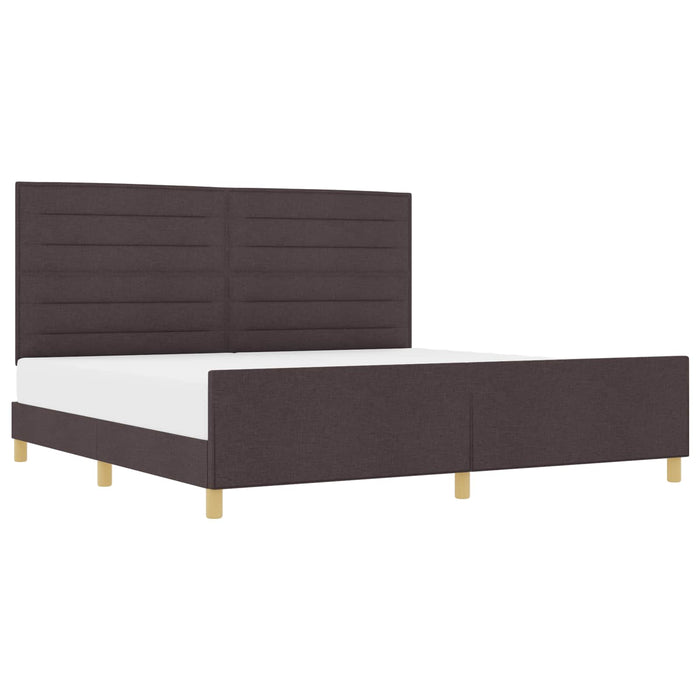 Cadru de pat cu headboard Maro închis 200 x 200 cm țesătură - WALTI WALTI