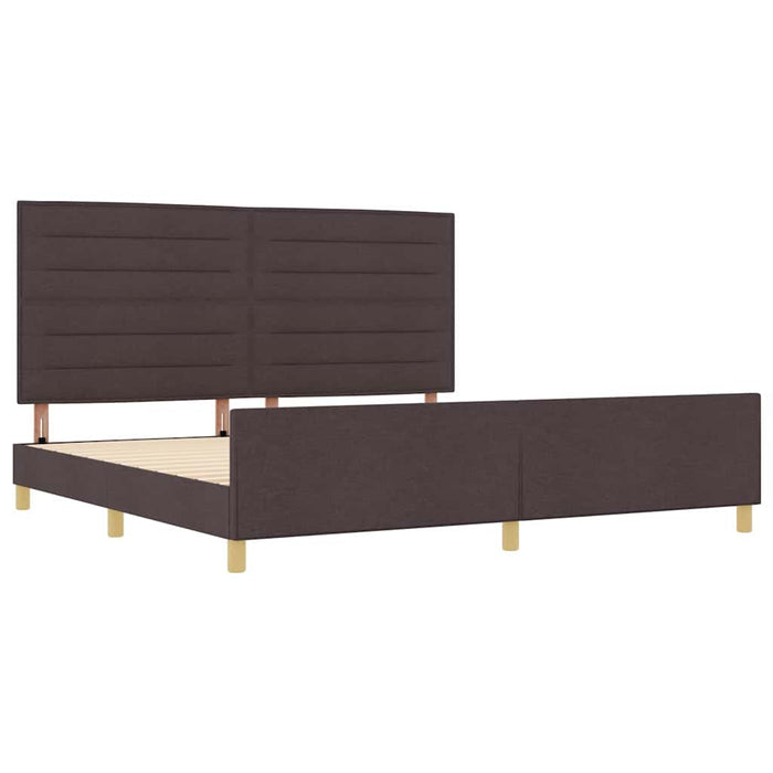Cadru de pat cu headboard Maro închis 200 x 200 cm țesătură - WALTI WALTI
