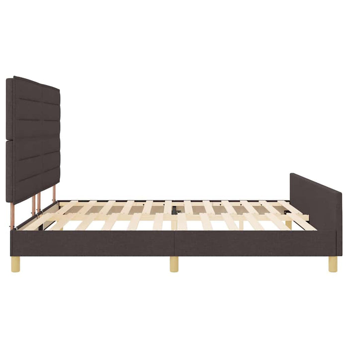 Cadru de pat cu headboard Maro închis 200 x 200 cm țesătură - WALTI WALTI