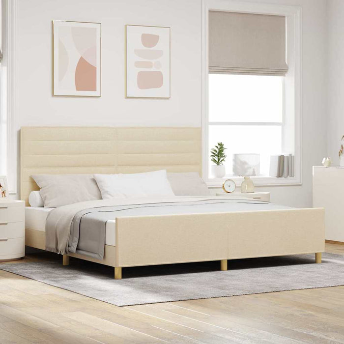 Cadru de pat cu headboard Crem 200 x 200 cm țesătură WALTI