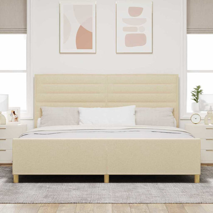 Cadru de pat cu headboard Crem 200 x 200 cm țesătură WALTI