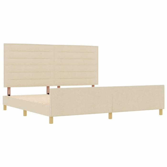 Cadru de pat cu headboard Crem 200 x 200 cm țesătură WALTI