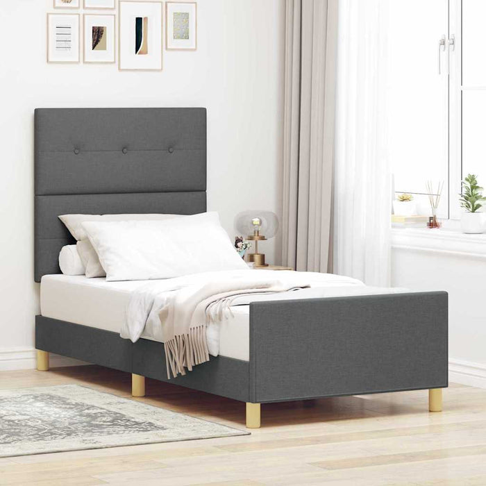 Cadru de pat cu headboard Gri închis 90 x 190 cm țesătură WALTI