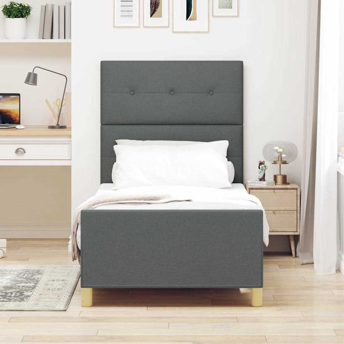 Cadru de pat cu headboard Gri închis 90 x 190 cm țesătură WALTI