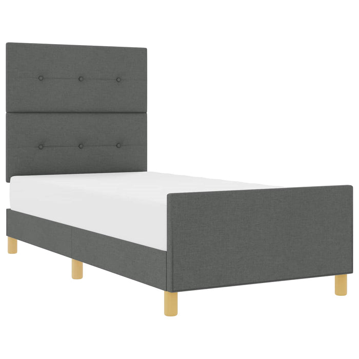 Cadru de pat cu headboard Gri închis 90 x 190 cm țesătură WALTI