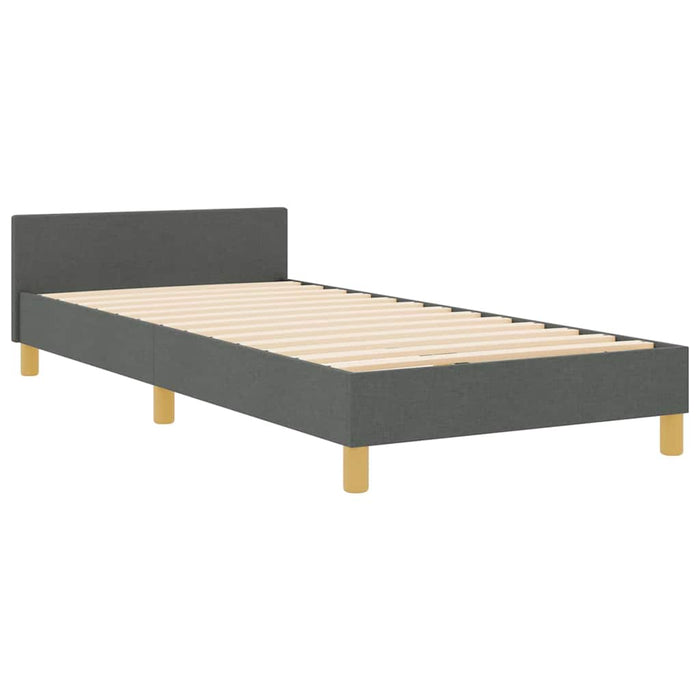 Cadru de pat cu headboard Gri închis 90 x 190 cm țesătură WALTI