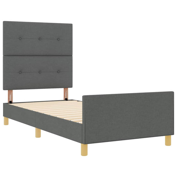 Cadru de pat cu headboard Gri închis 90 x 190 cm țesătură WALTI