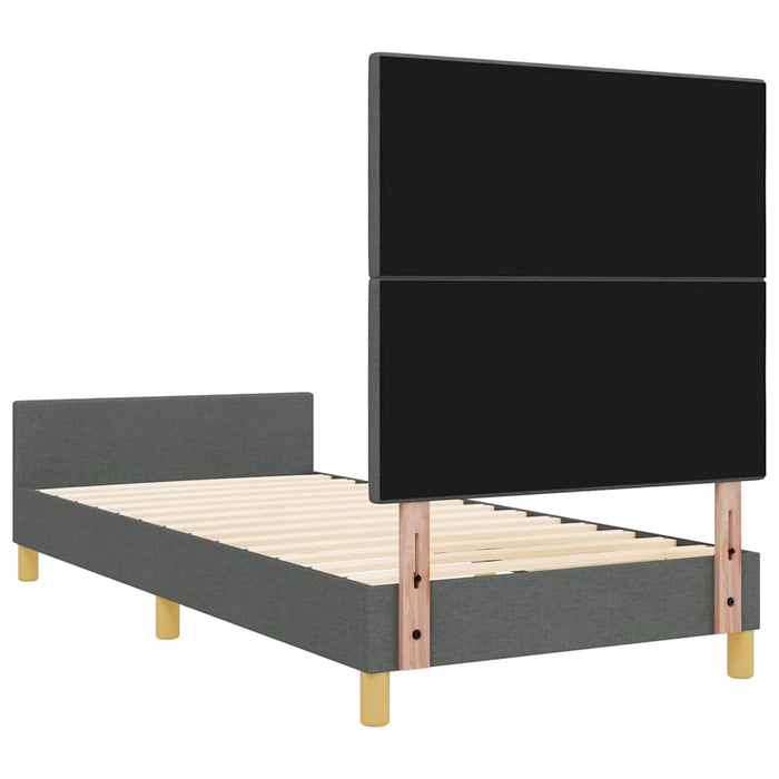 Cadru de pat cu headboard Gri închis 90 x 190 cm țesătură WALTI