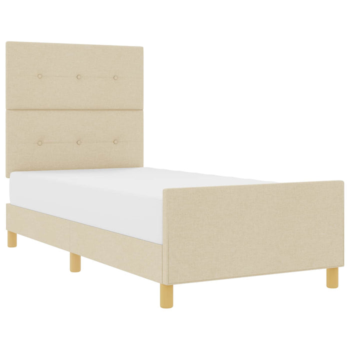 Cadru de pat cu headboard Crem 90 x 190 cm țesătură - WALTI WALTI
