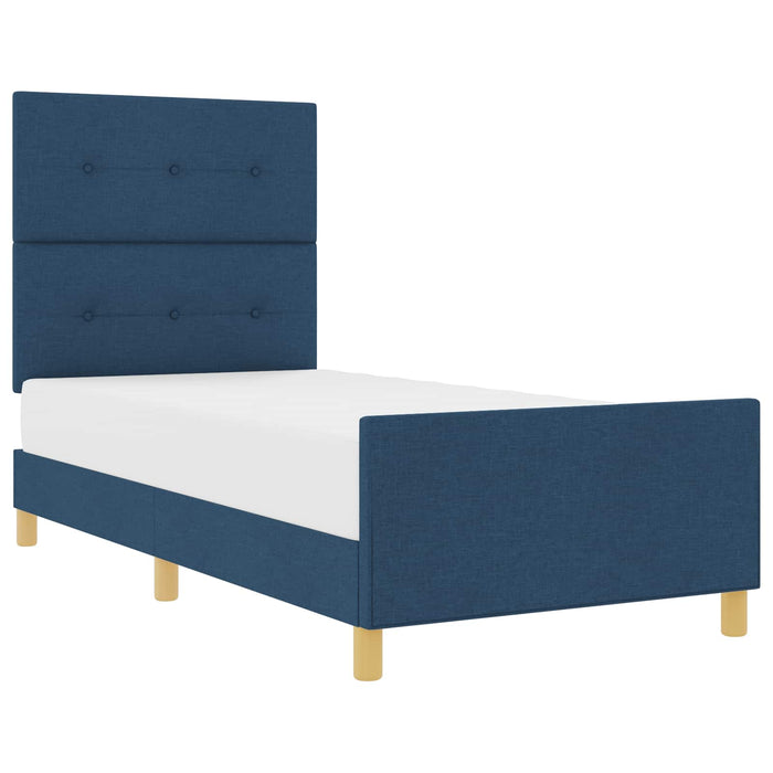 Cadru de pat cu headboard albastru 90 x 190 cm țesătură WALTI
