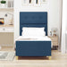 Cadru de pat cu headboard albastru 90 x 200 cm țesătură - WALTI WALTI