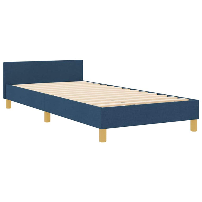 Cadru de pat cu headboard albastru 90 x 200 cm țesătură - WALTI WALTI