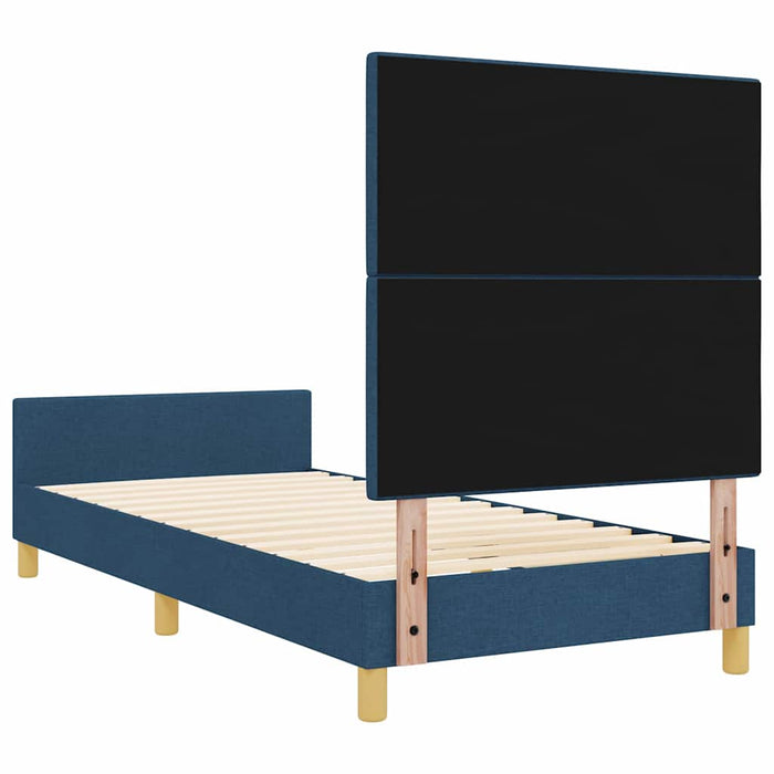 Cadru de pat cu headboard albastru 90 x 200 cm țesătură - WALTI WALTI