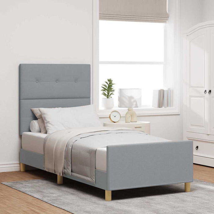 Cadru de pat cu headboard Gri deschis 100 x 200 cm țesătură WALTI