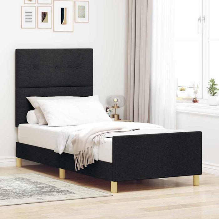 Cadru de pat cu headboard Negru 100 x 200 cm țesătură - WALTI WALTI