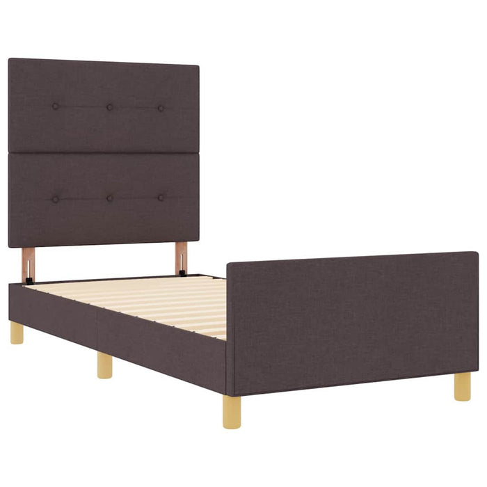 Cadru de pat cu headboard Maro închis 100 x 200 cm țesătură - WALTI WALTI