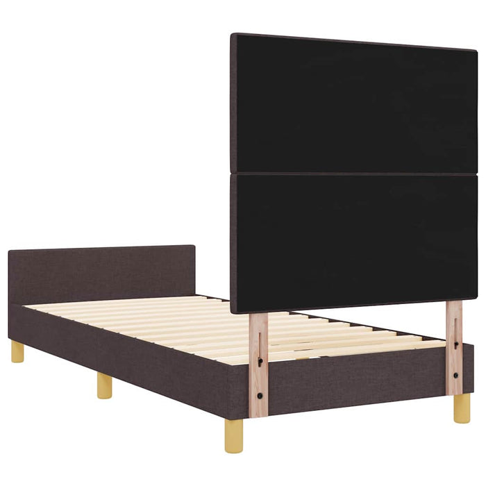 Cadru de pat cu headboard Maro închis 100 x 200 cm țesătură - WALTI WALTI