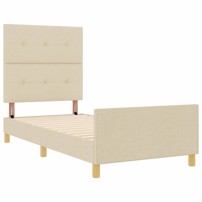 Cadru de pat cu headboard Crem 100 x 200 cm țesătură - WALTI WALTI
