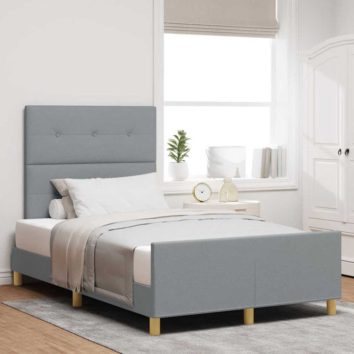Cadru de pat cu headboard Gri deschis 120 x 190 cm țesătură WALTI