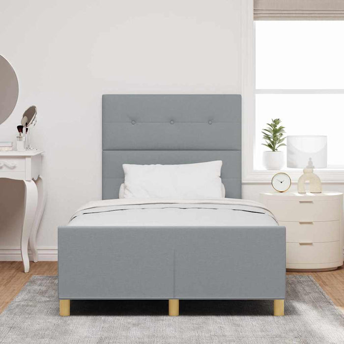 Cadru de pat cu headboard Gri deschis 120 x 190 cm țesătură WALTI