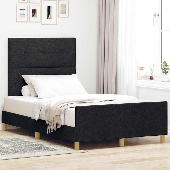 Cadru de pat cu headboard Negru 120 x 190 cm țesătură - WALTI WALTI