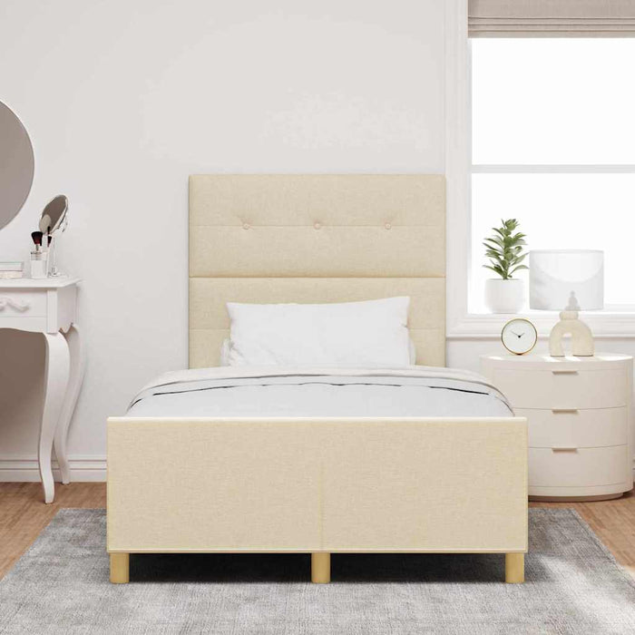 Cadru de pat cu headboard Crem 120 x 190 cm țesătură - WALTI WALTI