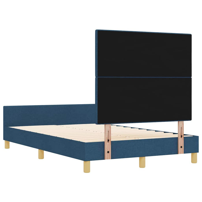 Cadru de pat cu headboard albastru 120 x 190 cm țesătură - WALTI WALTI