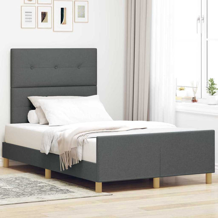 Cadru de pat cu headboard Gri închis 120 x 200 cm țesătură WALTI