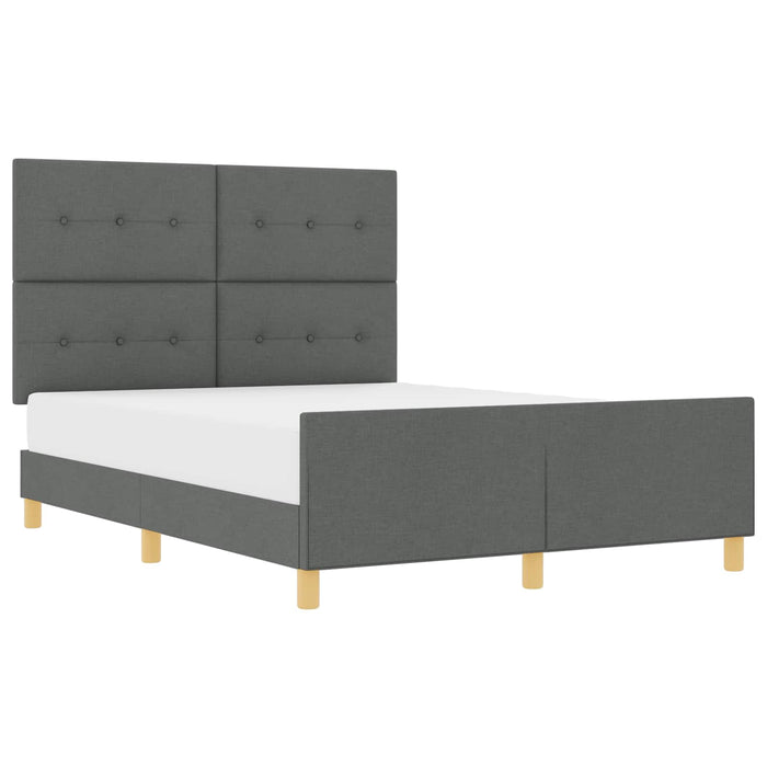 Cadru de pat cu headboard Gri închis 140 x 190 cm țesătură - WALTI WALTI