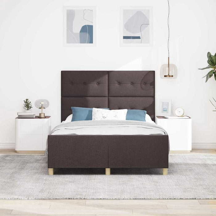 Cadru de pat cu headboard Maro închis 140 x 190 cm țesătură - WALTI WALTI