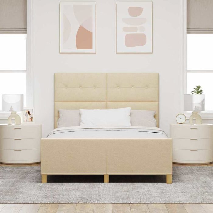 Cadru de pat cu headboard Crem 140 x 190 cm țesătură - WALTI WALTI