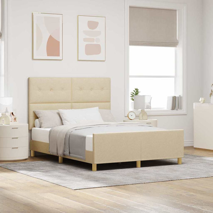 Cadru de pat cu headboard Crem 140 x 200 cm țesătură - WALTI WALTI