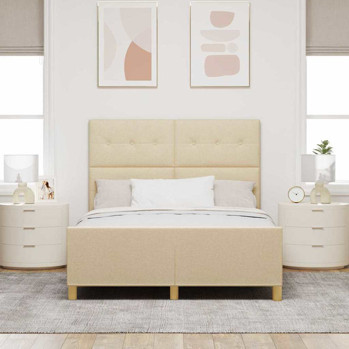 Cadru de pat cu headboard Crem 140 x 200 cm țesătură - WALTI WALTI