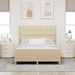 Cadru de pat cu headboard Crem 140 x 200 cm țesătură - WALTI WALTI