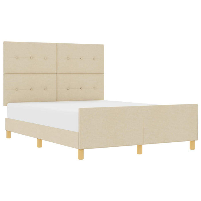 Cadru de pat cu headboard Crem 140 x 200 cm țesătură - WALTI WALTI