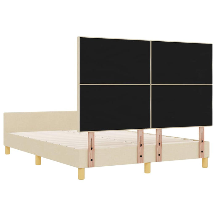 Cadru de pat cu headboard Crem 140 x 200 cm țesătură - WALTI WALTI