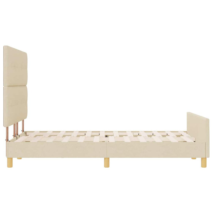 Cadru de pat cu headboard Crem 140 x 200 cm țesătură - WALTI WALTI