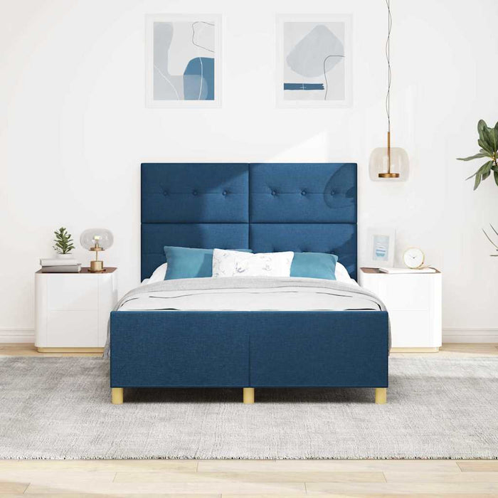 Cadru de pat cu headboard albastru 140 x 200 cm țesătură - WALTI WALTI