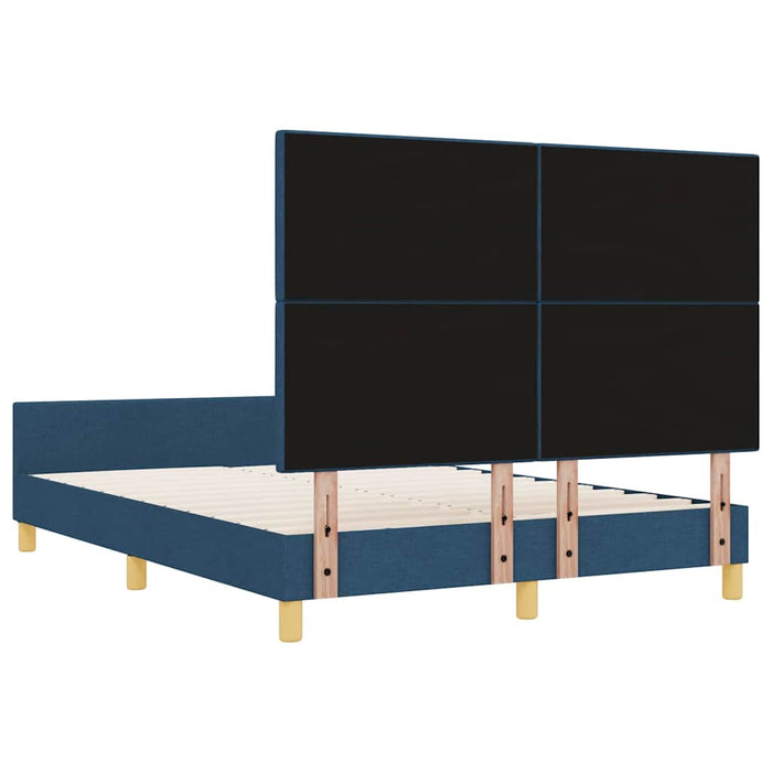 Cadru de pat cu headboard albastru 160 x 200 cm țesătură - WALTI WALTI