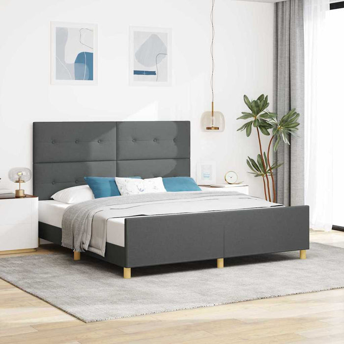 Cadru de pat cu headboard Gri închis 180 x 200 cm țesătură WALTI
