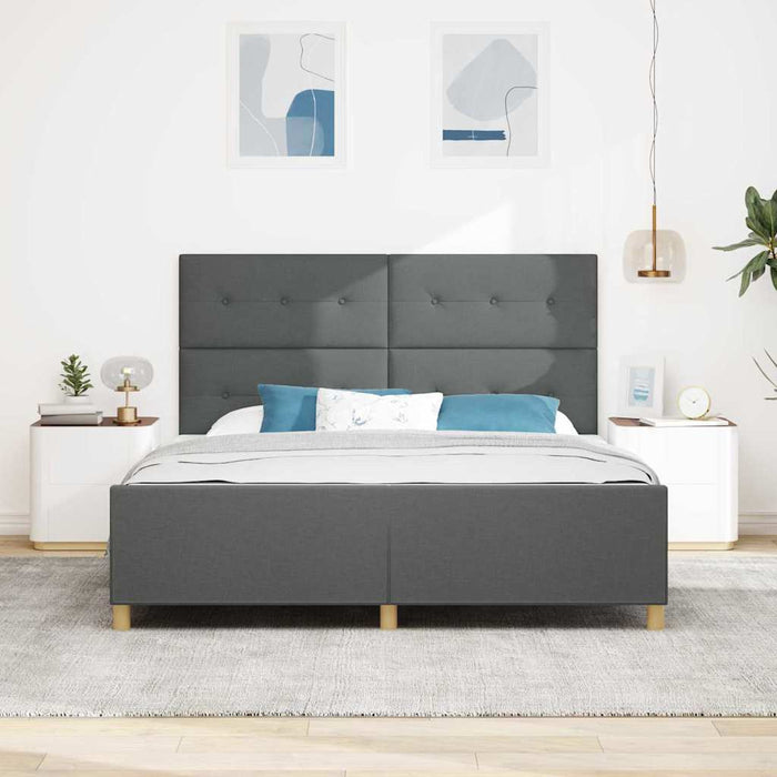 Cadru de pat cu headboard Gri închis 180 x 200 cm țesătură WALTI