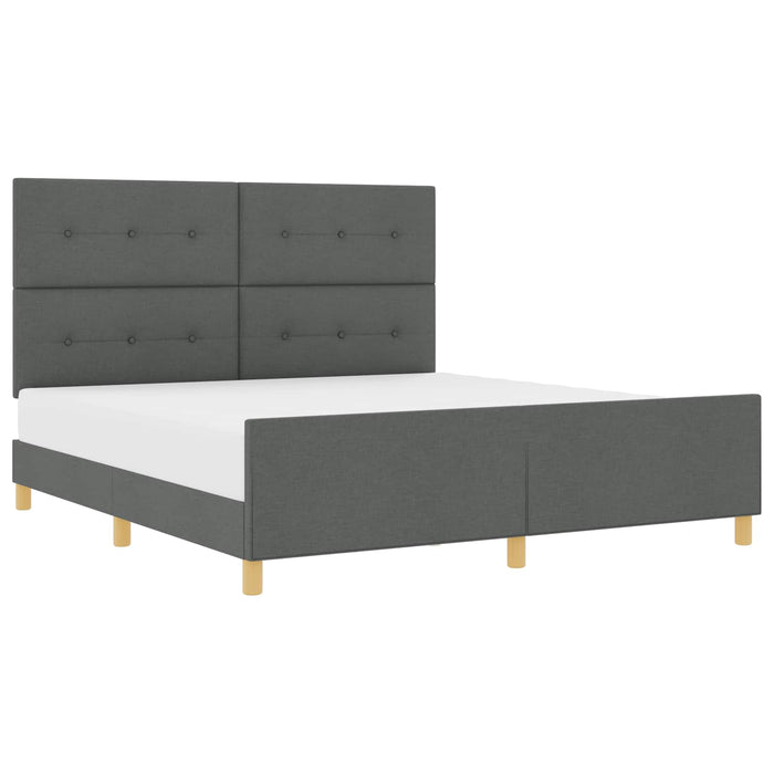 Cadru de pat cu headboard Gri închis 180 x 200 cm țesătură WALTI