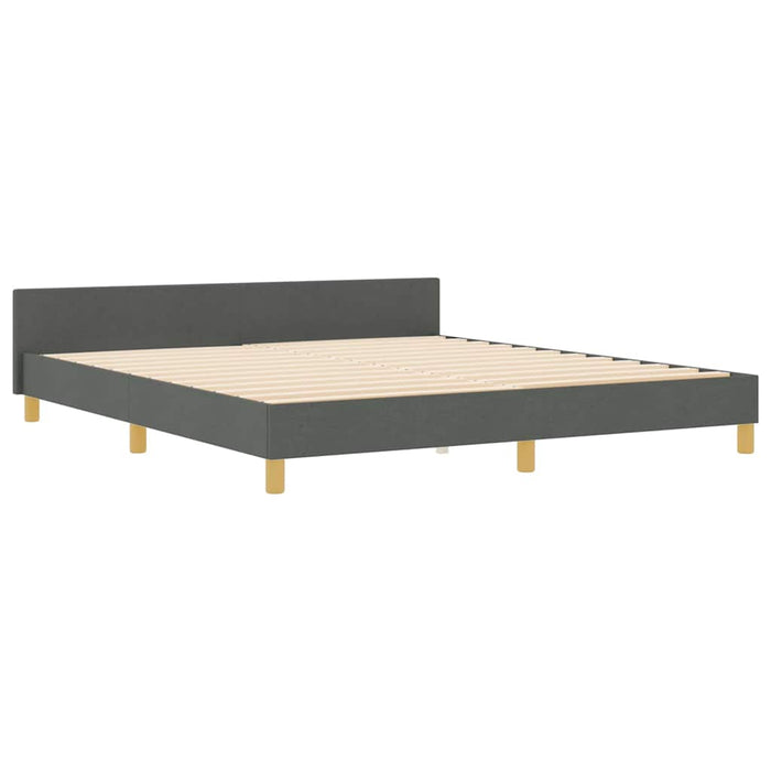Cadru de pat cu headboard Gri închis 180 x 200 cm țesătură WALTI