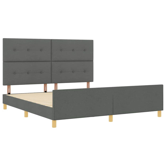 Cadru de pat cu headboard Gri închis 180 x 200 cm țesătură WALTI