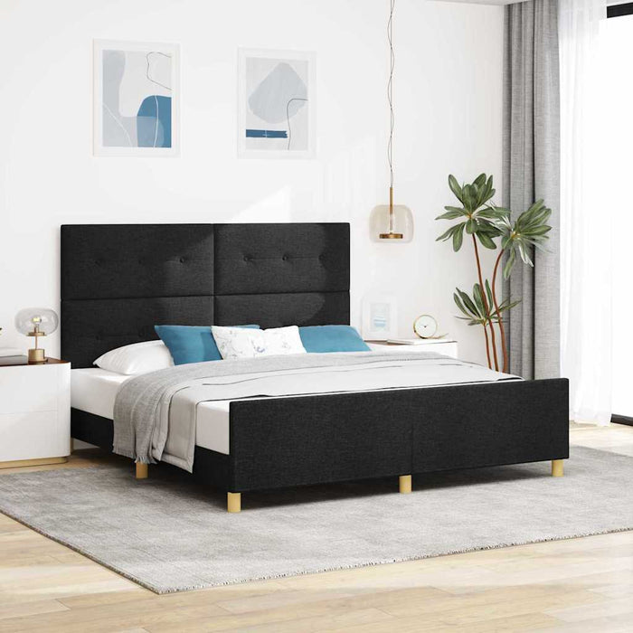 Cadru de pat cu headboard Negru 180 x 200 cm țesătură - WALTI WALTI