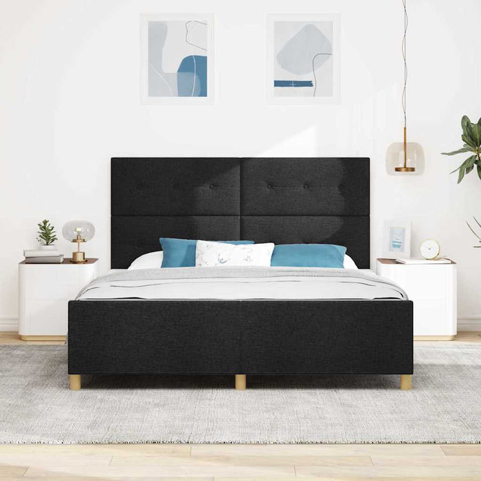 Cadru de pat cu headboard Negru 180 x 200 cm țesătură - WALTI WALTI