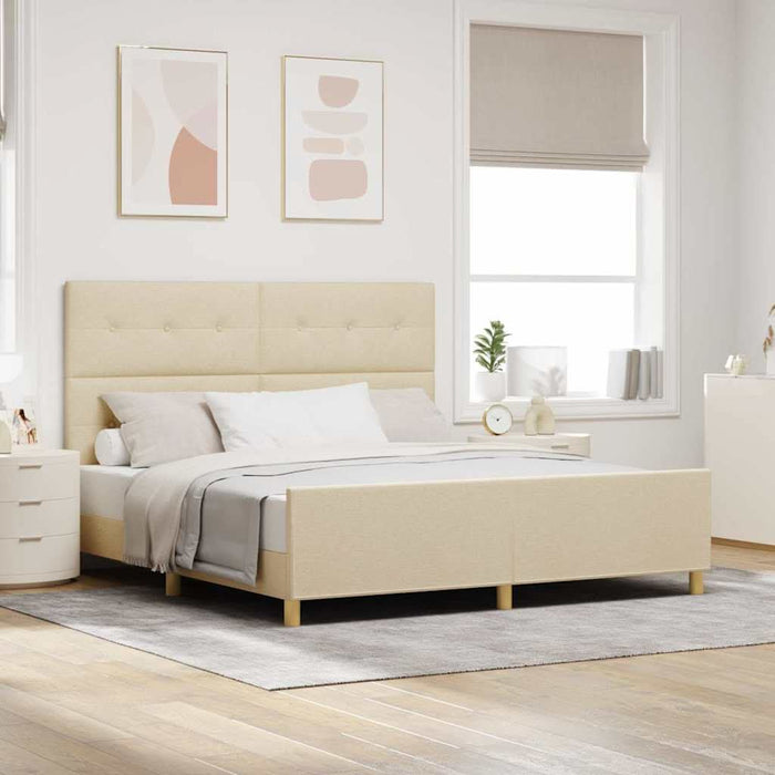 Cadru de pat cu headboard Crem 180 x 200 cm țesătură - WALTI WALTI